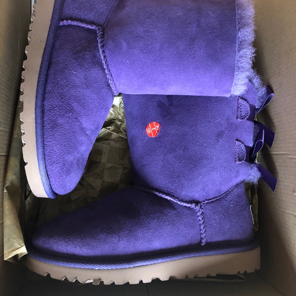 UGG Girls Bailey Bow Purple Double Bow Sz 13 NIB